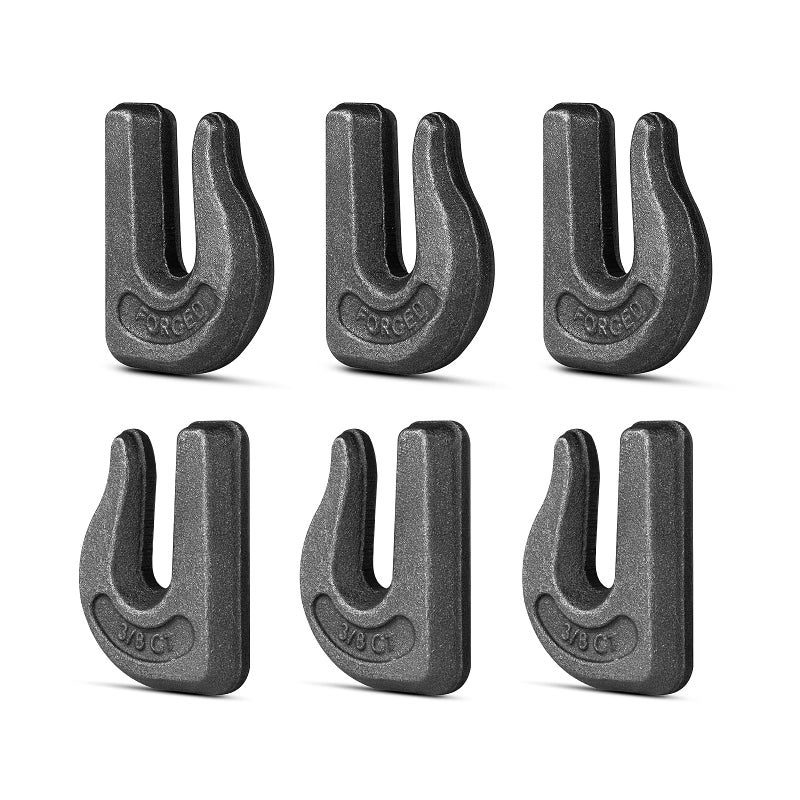 High-PQ 6Pack 3/8'' Weld-On Forged Clevis Grab Chain Hooks  Heavy Duty Forged Grade 70 Grade Utility Hook Weldable for Trailer Truck  Rigging  Car  SUV  RV  UTV  Tractors Loader Bucket-6600 LBS Capacity - Image 1